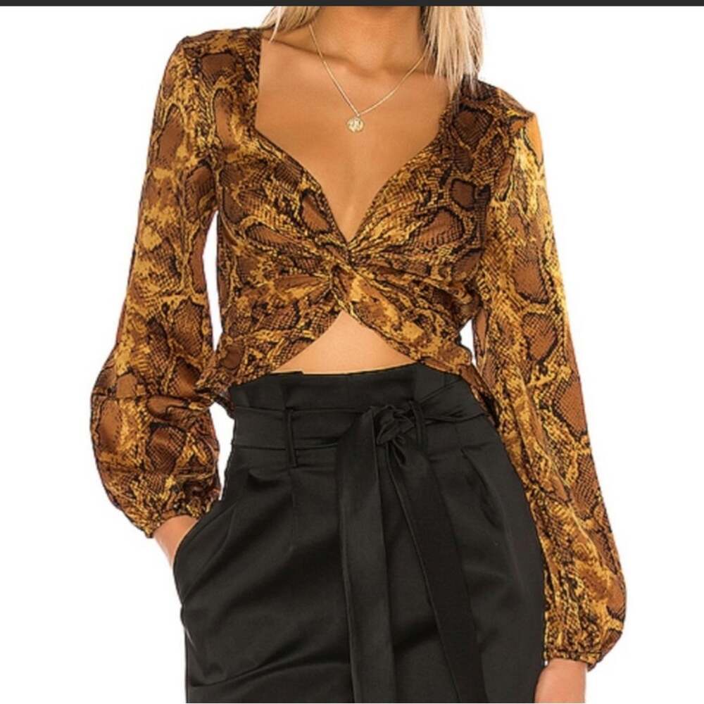 Superdown Revolve animal print crop top long sleeve size small